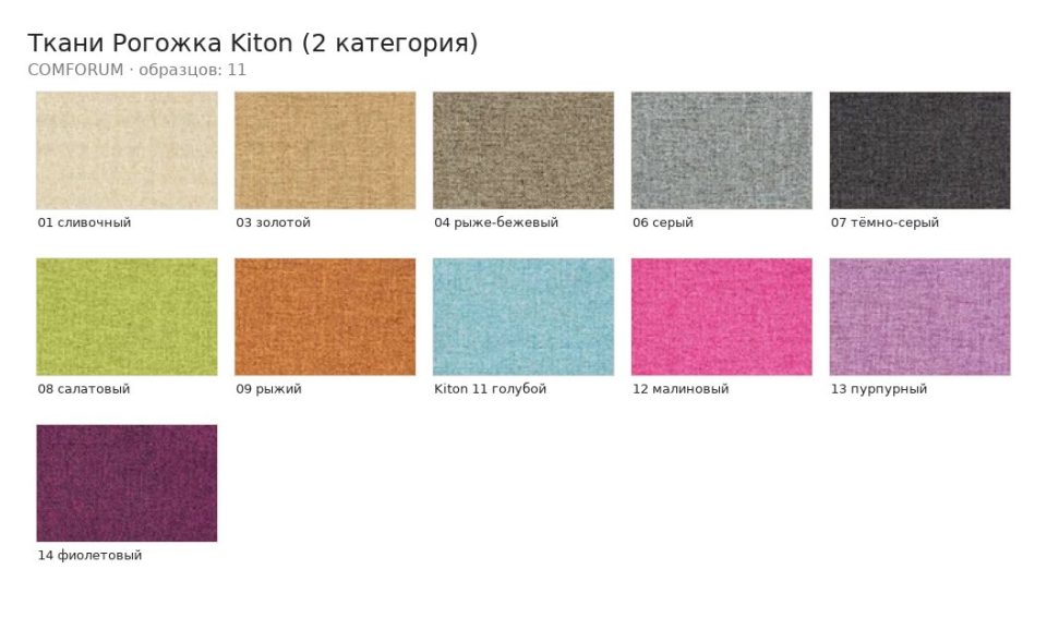 Ткани Рогожка Kiton (2 категория) — палитра COMFORUM
