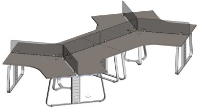 Рабочая станция на 6 мест с экранами из оргстекла на 1200 GENESIS OPERATIVE