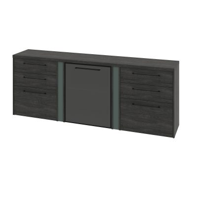 Тумба трехсекционная с дверью стеклянной в профиле правой и 6 ящиками G-691.04R