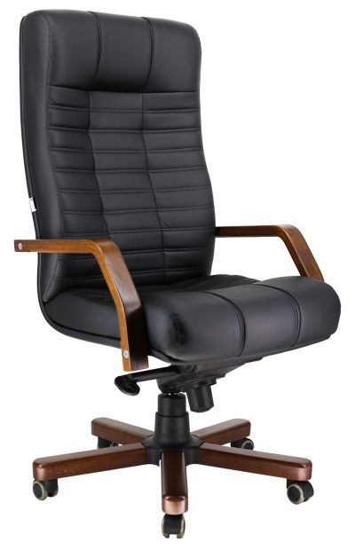 Кресло Everprof Atlant Wood (Атлант Вуд) M Экокожа Черный