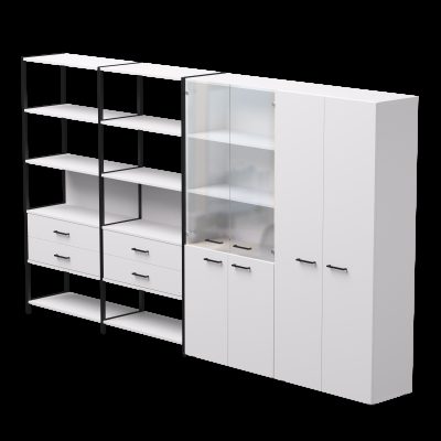 Набор стеллажных систем №16 Everprof EVO (ЭВО) 3235x385x1840 Белый/Черный