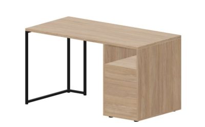 Стол на опорной тумбе 3 ящ. правый (push-to-open, в разборе), 138х68х75см