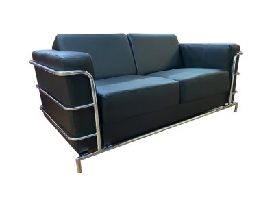 Диван офисный Кватро тройной (две подушки) , черный Ecotex 3001