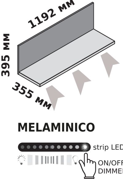 Полка настенная открытая с LED лампой (меламин)