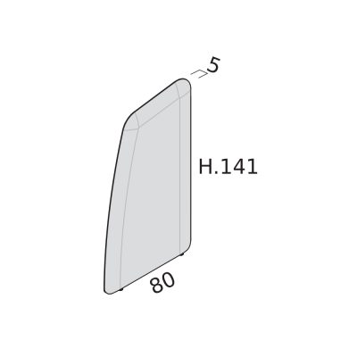 Панель-перегородка средняя боковая фигурная, обшитая тканью, ширина 80 см