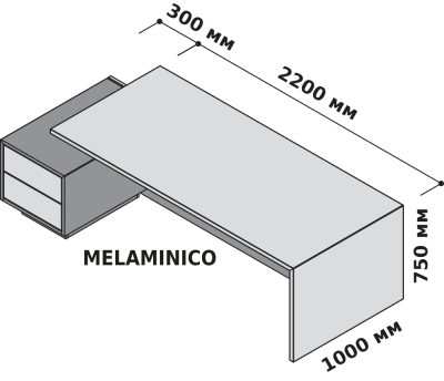 Стол левосторонний с тумбой 250x115 см (меламин)