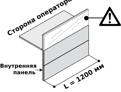 Прямой модуль с верхней панелью из крашеного стекла / поликарбоната и 2-я панелями из МДФ 1200 х 701 мм