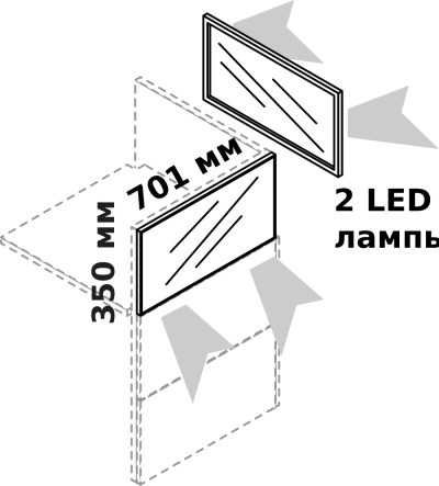 Комплект верхних панелей из поликарбоната с LED-подсветкой для углового модуля 701 х 701 мм