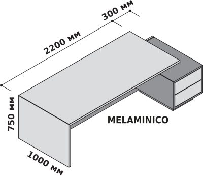 Стол правосторонний с тумбой 250x115 см (меламин)