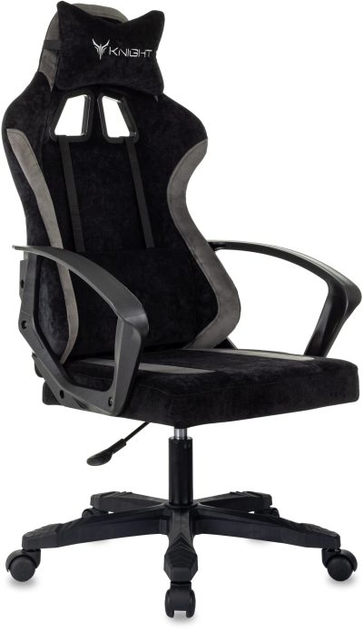 Кресло игровое Knight Optimum черный/серый с подголов. крестов. пластик