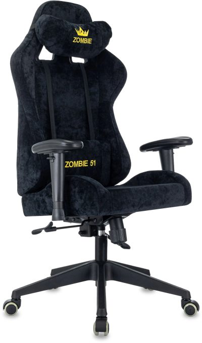 Кресло игровое Zombie 51 черный Light-20 с подголов. крестов. пластик