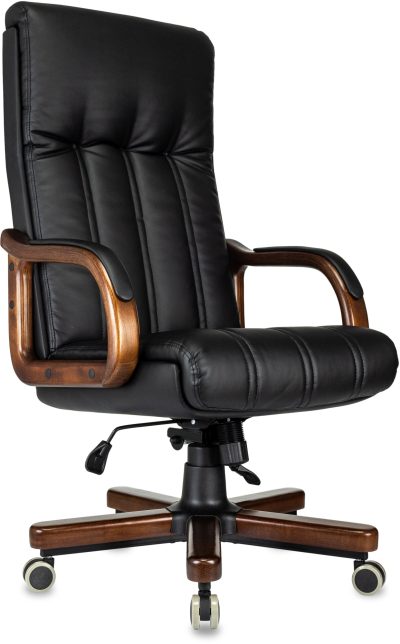Кресло руководителя Бюрократ T-9932Walnut черный экокожа крестов. металл/дерево