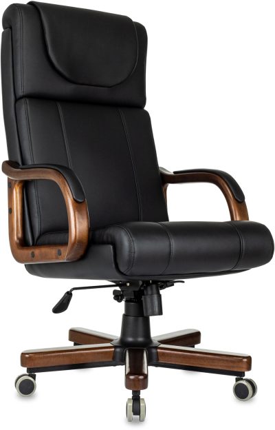 Кресло руководителя Бюрократ T-9933Walnut черный экокожа крестов. металл/дерево