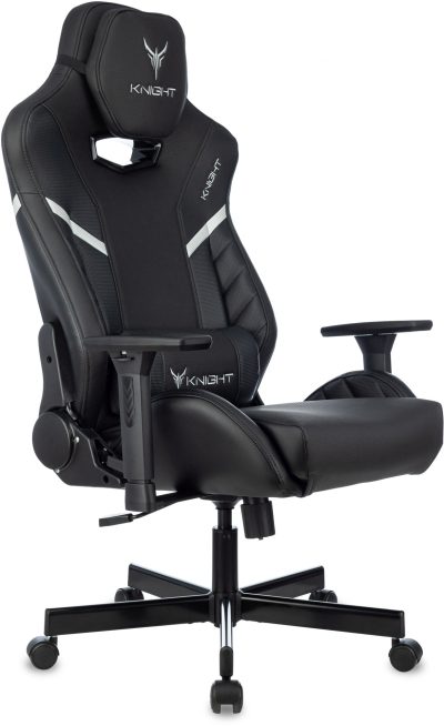 Кресло игровое Knight Thunder 5X черный экокожа с подголов. крестов. металл