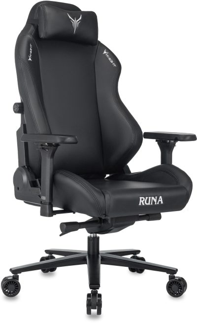 Кресло игровое Knight Runa черный экокожа с подголов. крестов. металл