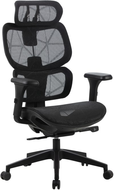 Кресло Cactus CS-MC555 черный сетка с подголов. крестов. пластик пластик черный