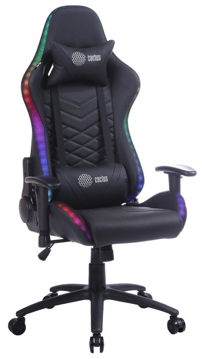 Кресло игровое Cactus CS-CHR-0099 черный экокожа с подголов. крестов. сталь