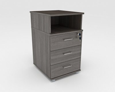 Тумба приставная с 3 ящиками и нишей с замком на 1 ящик (424x514x734)