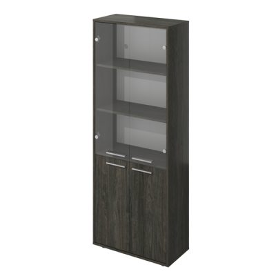 Шкаф закрытый со стеклом 700х338х1845 (КЦ14+КЦ17*2+КЦ40*2+ДБ48*2) Канцлер