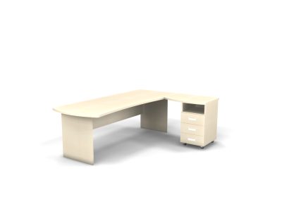Угловое рабочее место с тумбой, панельный каркас, правое (220 × 160 h 74 см) Берлин