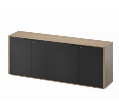 УНИО/UNIO Шкаф низкий, 4 двери СВ.ЭВКАЛИПТ/ЧЕРНЫЙ