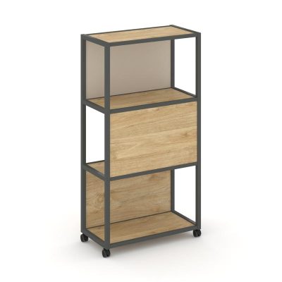 Шелф Мобайл Стеллаж 4 уровня 1 секция VR.LT-STK-405.08 Тиквуд Светлый/Металл Антрацит/W-04 800*400*1