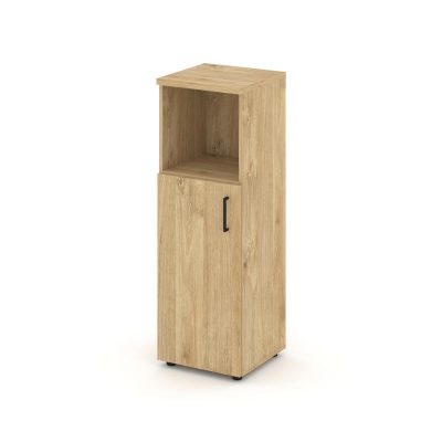 Стайл Проджект Шкаф средний узкий SN.STU-201(L) Тиквуд Светлый/Черный Ручки 400*400*1203