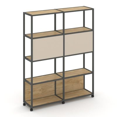 Шелф Мобайл Стеллаж 5 уровней 2 секции VR.LT-STK-513.10 Тиквуд Светлый/Металл Антрацит/W-04 1970*400