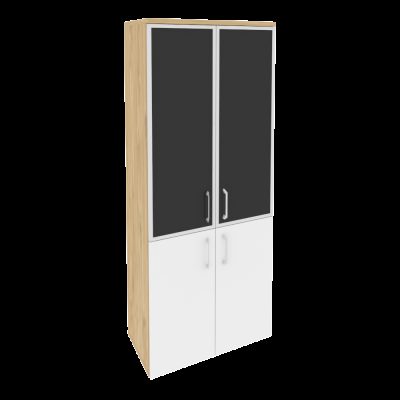 Оникс Шкаф высокий широкий O.ST-1.2 R black Тиквуд Светлый/Белый Бриллиант/Стекло Black 800*420*1977