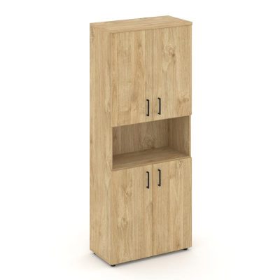Стайл Проджект Шкаф высокий широкий SN.STS.E-107 Тиквуд Светлый/Черный Ручки 796*400*1982