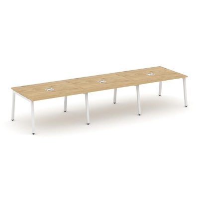 Стайл Проджект Стол переговорный SN-5A.SPRG-053 Тиквуд Светлый/Металл Белый 4140*1180*750