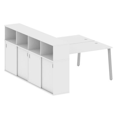Метал Систем Рабочая станция с шкафом-купе на А-образном м/к БА.РС-СШК-4.3 Т Белый/Металл Серый 1810
