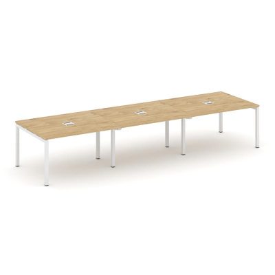 Стайл Проджект Стол переговорный SN-5P.SPRG-052 Тиквуд Светлый/Металл Белый 3540*1180*750