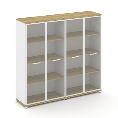 Концепт Шкаф 2 широкие секции, 4 ниши CN.STS-426 RPW W Дуб Винченцо/Белый Бриллиант/Металл Белый/Про