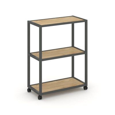 Шелф Мобайл Стеллаж 3 уровня 1 секция VR.LT-STK-301.10 Тиквуд Светлый/Металл Антрацит 1000*400*1046