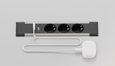 Электрификация Блок розеток встраиваемый в стол (3 розетки, USB-A, USB-C) G4103T-2AC.N Серебро/Черны