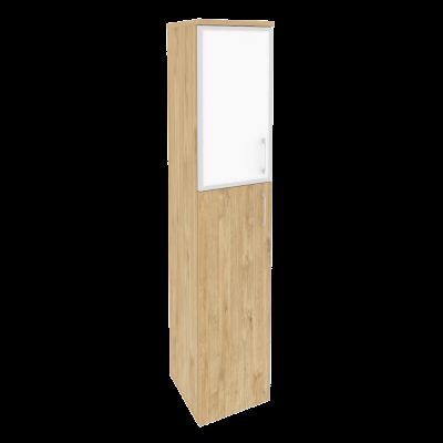 Оникс Шкаф высокий узкий левый O.SU-1.7 R (L) white Тиквуд Светлый/Стекло White 400*420*1977