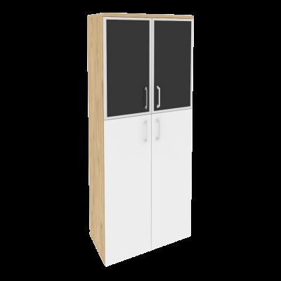 Оникс Шкаф высокий широкий O.ST-1.7 R black Тиквуд Светлый/Белый Бриллиант/Стекло Black 800*420*1977