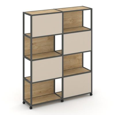 Шелф Мобайл Стеллаж 5 уровней 2 секции VR.LT-STK-516.12 Тиквуд Светлый/Металл Антрацит/W-04 2370*400