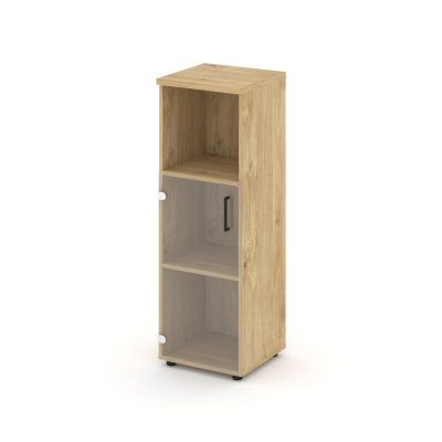 Стайл Проджект Шкаф средний узкий SN.STU.E-202(L) Тиквуд Светлый/Прозрачный/Черный Ручки 400*400*120
