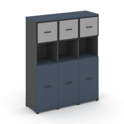 Концепт Шкаф 3 узкие секции, 4 ниши CN.STU-435 RMB A Звездный Сапфир/Антрацит NEW/Металл Антрацит/Са