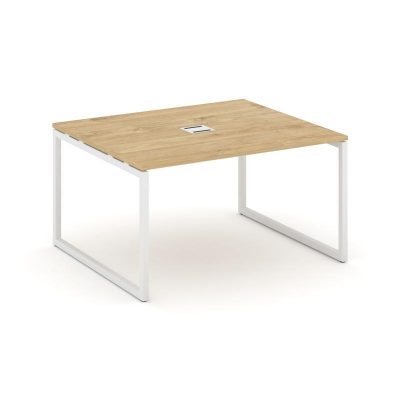 Стайл Проджект Стол переговорный SN-4O.SPRG-033 Тиквуд Светлый/Металл Белый 1380*1180*750