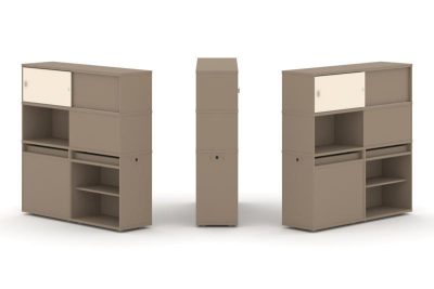 Эстетика Набор №29. Тумба двойная+высокая надставка ES.NB.2V-29 Латте/Сатин 1500*410*1520