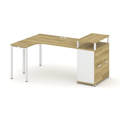 Концепт Стол эргономичный с опорным распаш. шкафом с верх. горизонтом CN.SA-211(L) W Дуб Винченцо/Бе