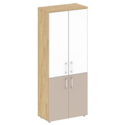 Шифт Шкаф высокий широкий SK.ST-1.2R white Тиквуд Светлый/Капучино/Стекло White 800*420*1977
