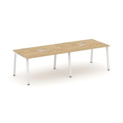 Стайл Проджект Стол переговорный SN-6A.SPRG-014 Тиквуд Светлый/Металл Белый 3160*980*750