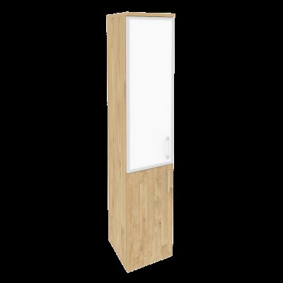 Оникс Шкаф высокий узкий левый O.SU-1.2 R (L) white Тиквуд Светлый/Стекло White 400*420*1977