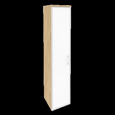 Оникс Шкаф высокий узкий левый O.SU-1.10 R (L) white Тиквуд Светлый/Стекло White 400*420*1977