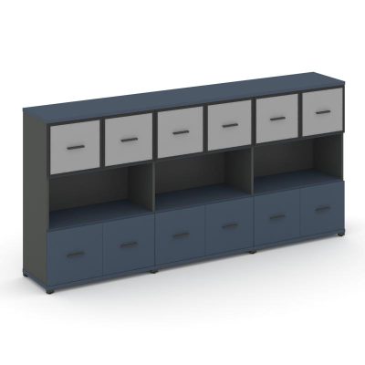 Концепт Шкаф 3 широкие секции, 3 ниши CN.STS-335 RMB A Звездный Сапфир/Антрацит NEW/Металл Антрацит/