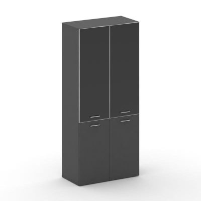 Фреско Шкаф широкий высокий FRU.ST-101 black Базальт UM/Лакобель Черный/Хром 896*460*2000